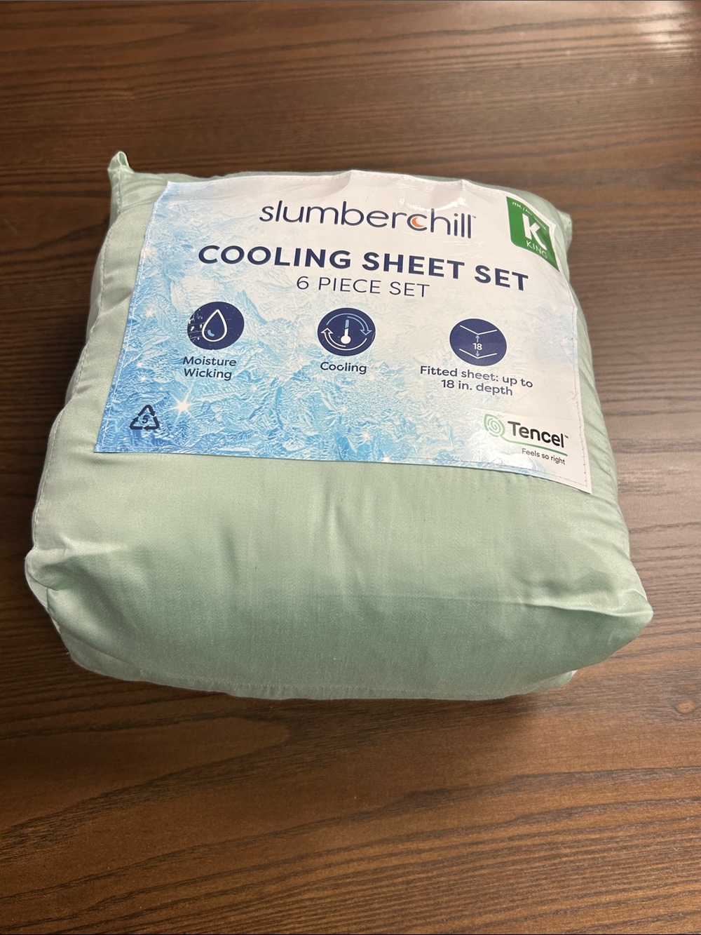 Slumberchill Cooling Sheet Set - Light Mint Green, 6-Piece